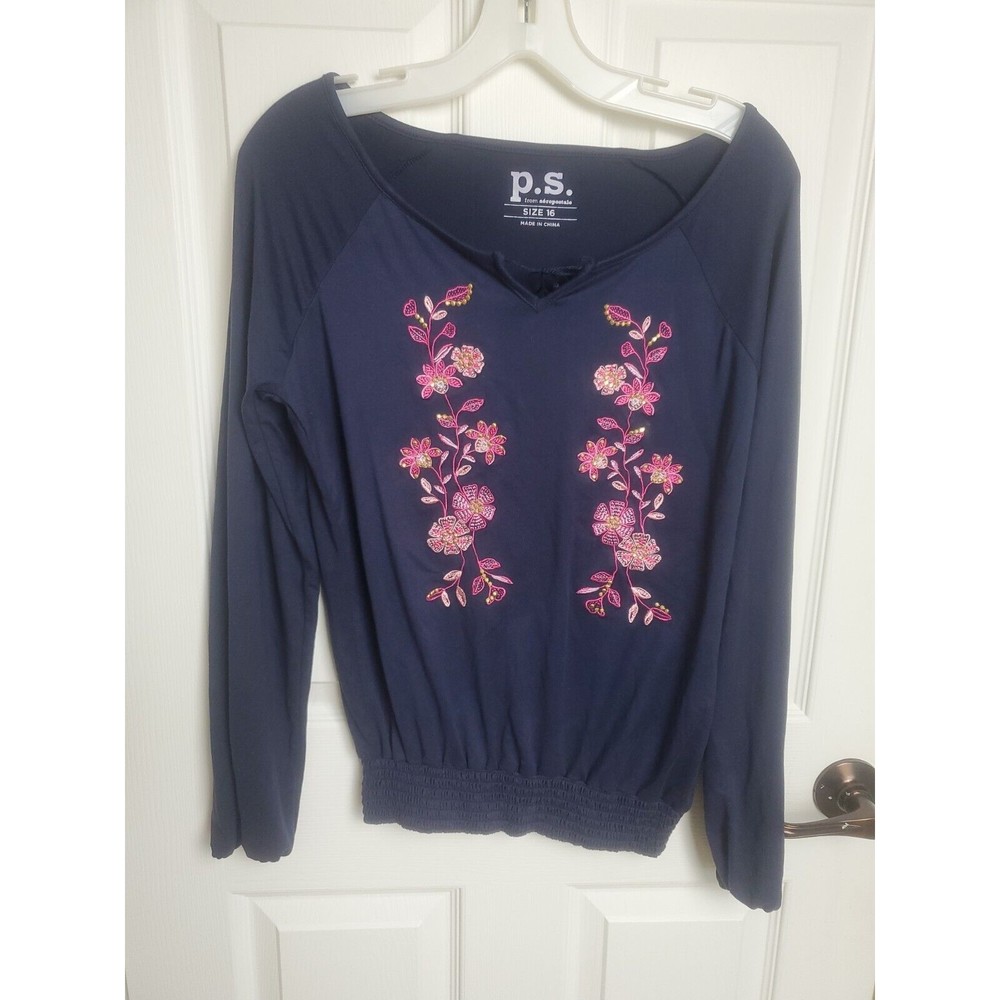 P. S. Aeropostale Girls Size 16 Top, Embroidered, Embellished
